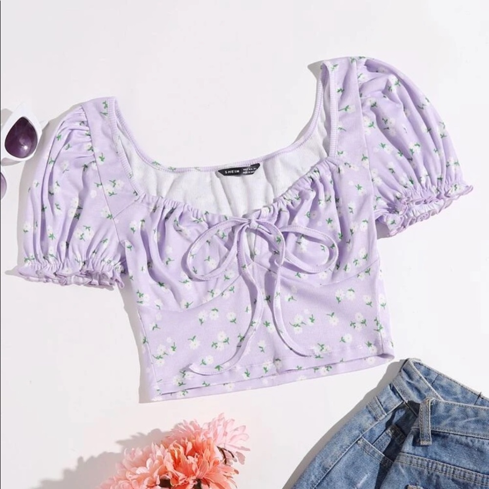 Floral Milkmaid Crop Top